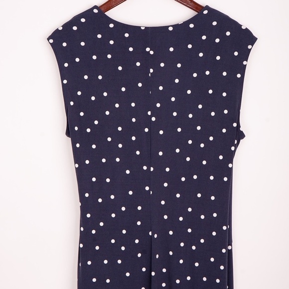 Banana Republic Sheath Dress Dark Blue & White Polka Dots Sze MP - Picture 6 of 13